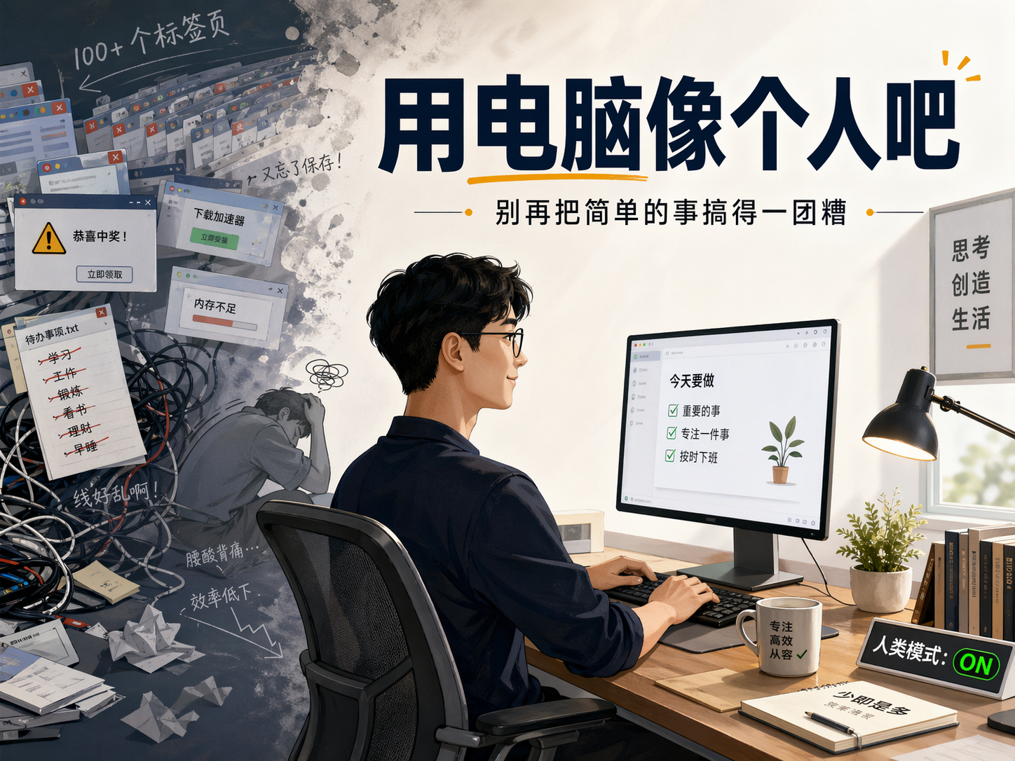用电脑像个人吧